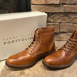 Perry Ellis Portfolio Cognac Boots Sz 13